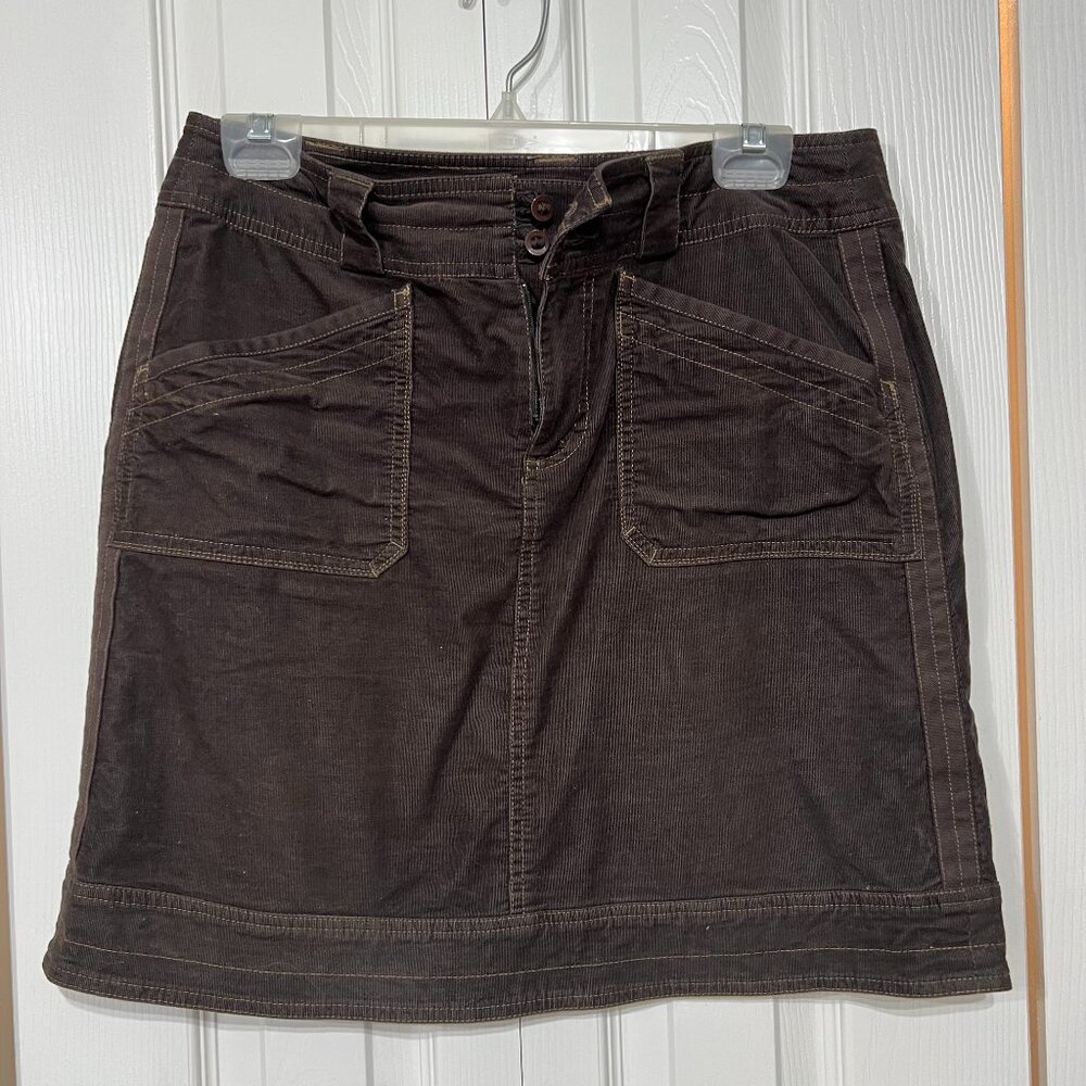 Sahalie Corduroy Brown Cargo style womens Skirt Size 6 boho school